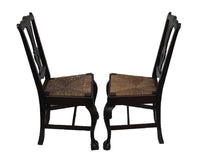 Load image into Gallery viewer, 20TH C SET OF 6 CHIPPENDALE ANTIQUE STYLE BALL &amp; CLAW DINING CHAIRS ~ RUSH SEATS