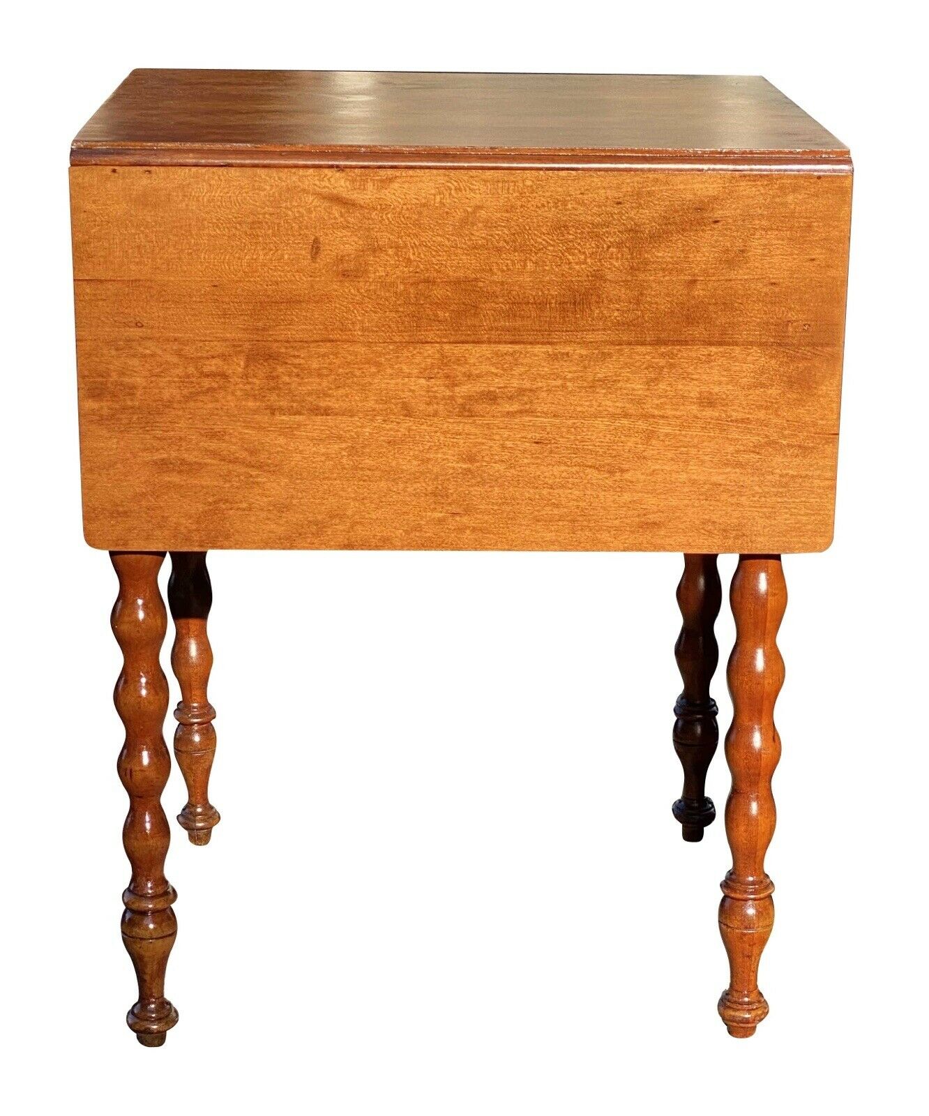 19th C Antique Sheraton Cherry Drop Leaf Work Table / Night Stand