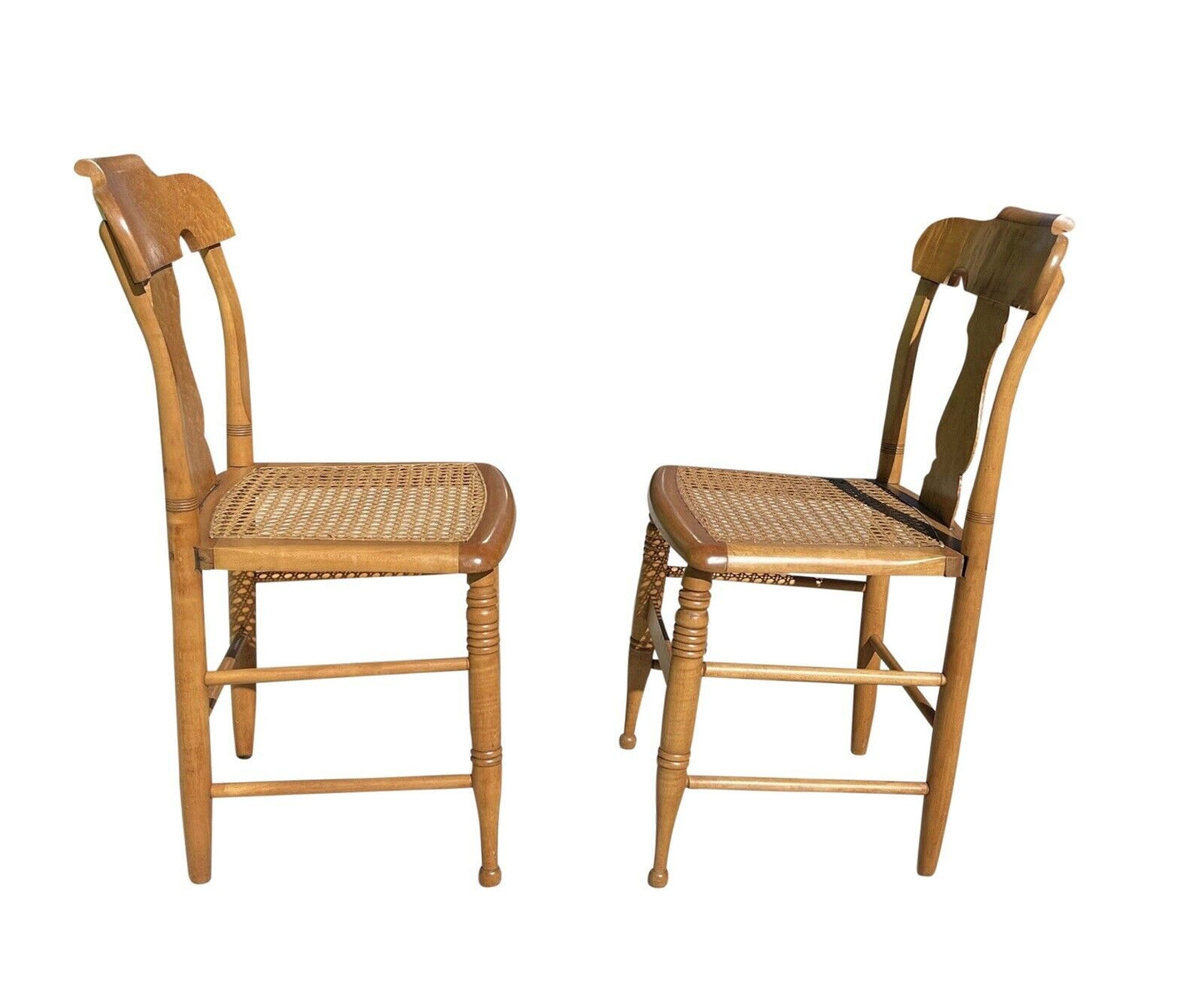 Pair of Federal Bird's Eye Maple New York Side Chairs Signed S. Ely - Circa 1830