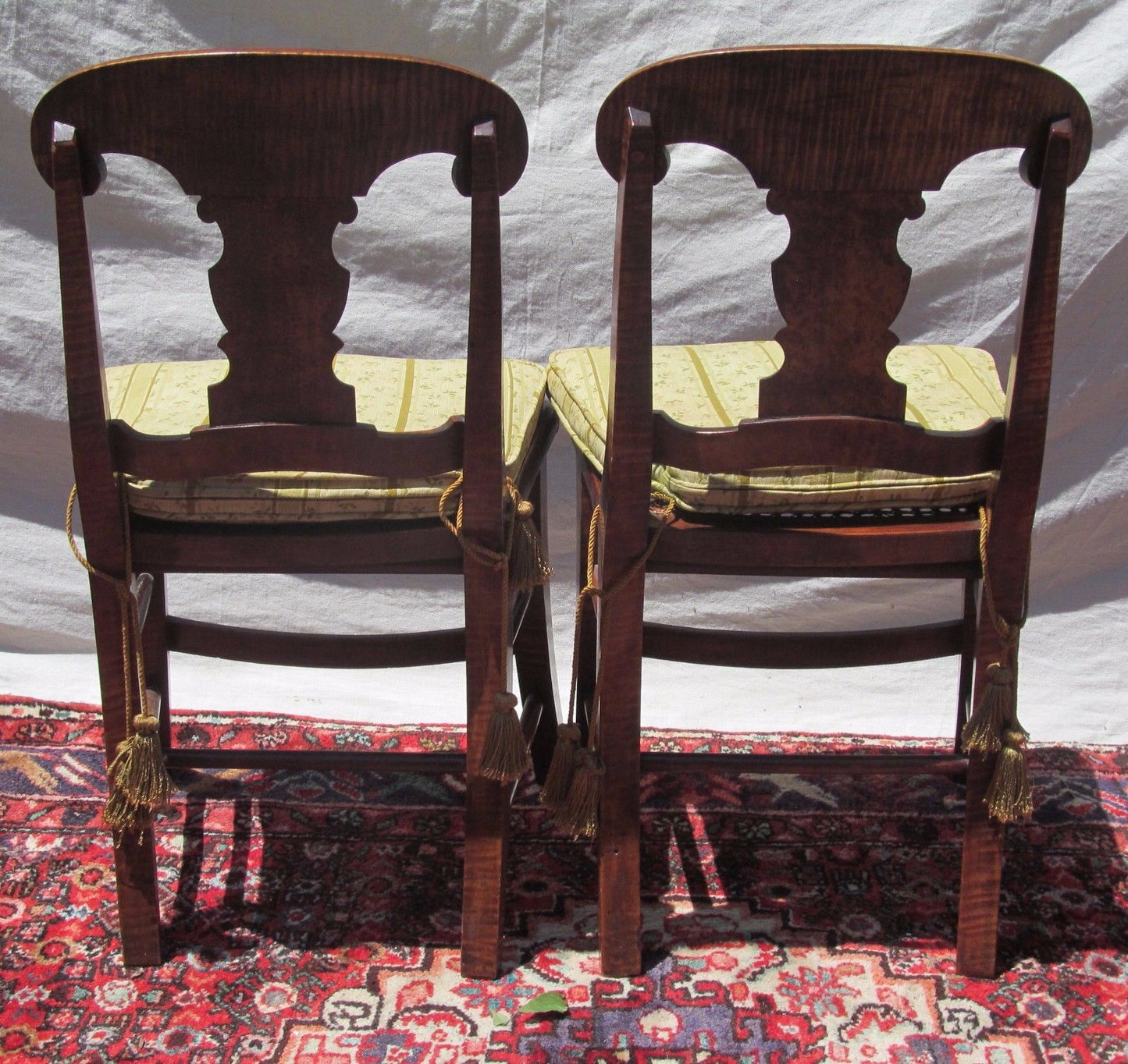 SET OF FOUR FEDERAL PERIOD TIGER MAPLE CHAIRS