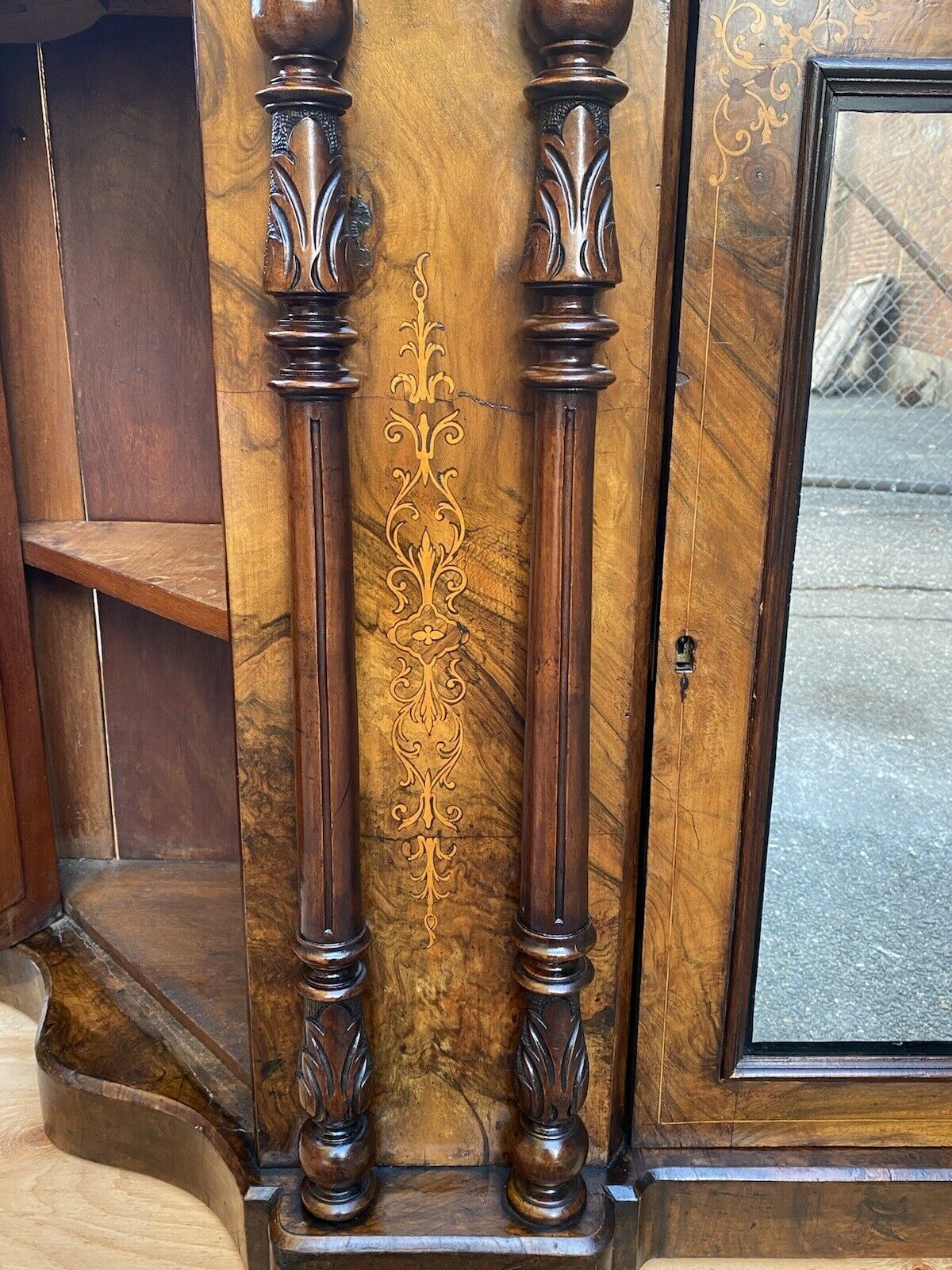 19th C Antique Victorian Walnut Marble Top Sideboard / Server ~ Console Table