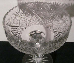 MASSIVE FINE QUALITY CUT LEADED CRYSTAL COMPOTE CENTERPIECE-MINT & IMPRESSIVE