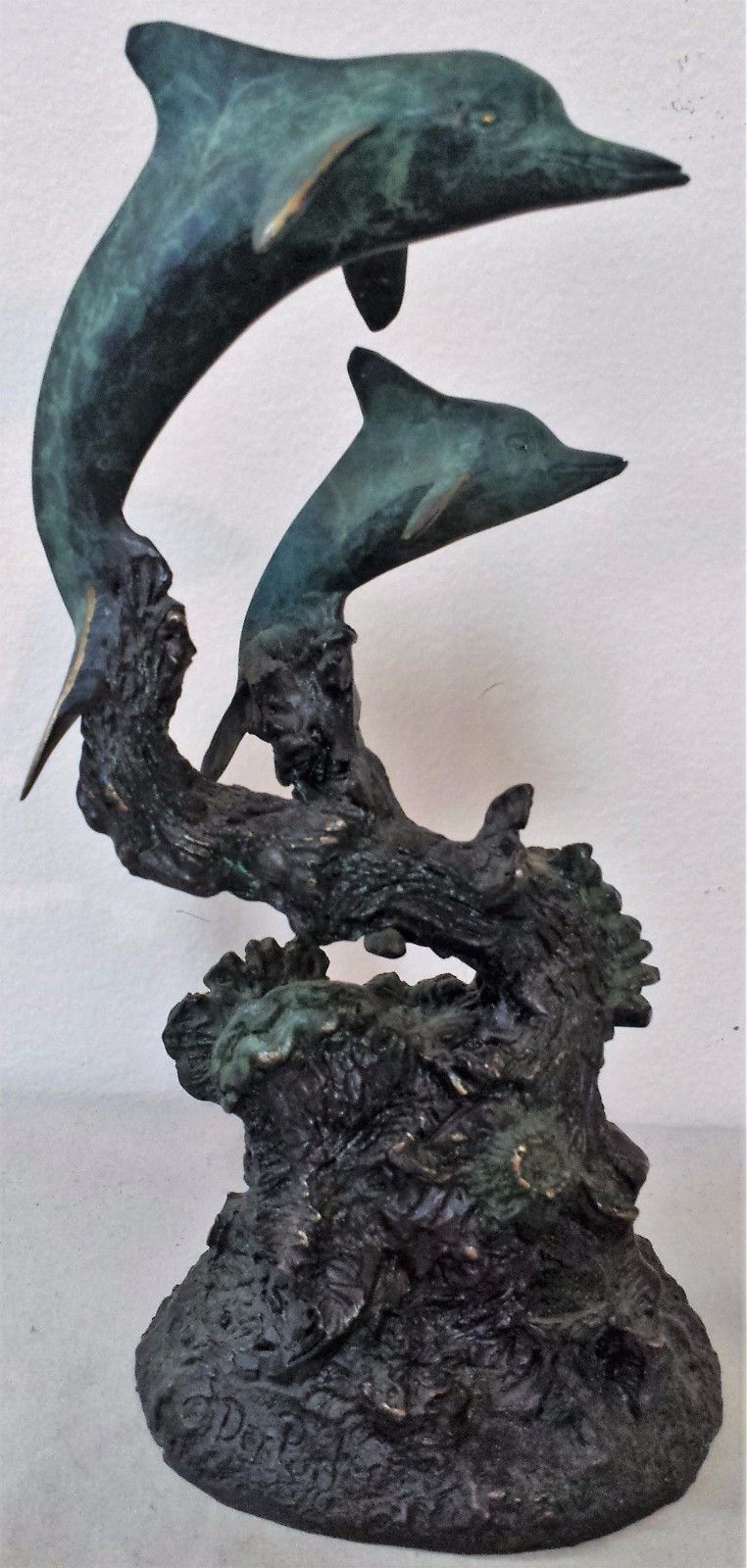 BRONZE STATUE OF DOLPHINS ON REEF BY FAMED NATURALIST ARTIST DAN PARKER-FABULOUS