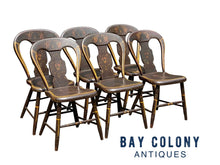 Load image into Gallery viewer, 19TH C ANTIQUE COUNTRY PRIMITIVE SET OF 6 FANCY PAINT HOOP BACK WINDSOR CHAIRS