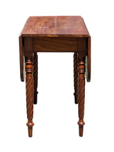 Load image into Gallery viewer, Antique Sheraton Mahogany Drop Leaf Dining Table with Rope Carved Legs