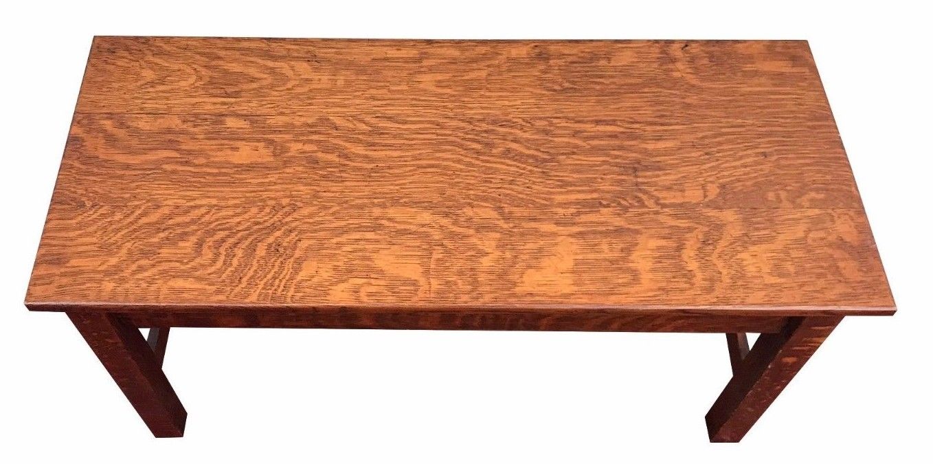 ANTIQUE MISSION OAK COFFEE TABLE IN HEAVY FLAKE SOLID TIGER OAK