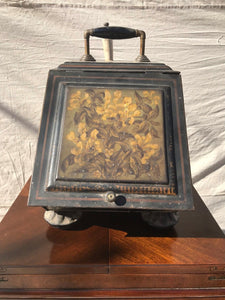 EXCEPTIONALLY 19TH CENTURY NICE TOLE PAINT DECORATED LIGHT TIN COAL HOD W/TRAY