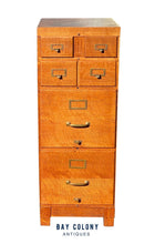 Load image into Gallery viewer, 20th C Antique Arts &amp; Crafts Tiger Oak Stacking File Cabinet - Rare Index Drawer