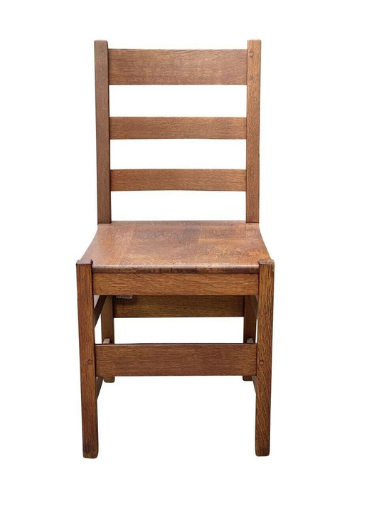 20TH C ANTIQUE L & JG STICKLEY TIGER OAK SIDE CHAIR #950