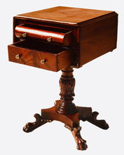 Load image into Gallery viewer, 19TH C ANTIQUE CLASSICAL MAHOGANY WORK TABLE / NIGHT STAND
