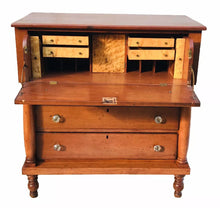 Load image into Gallery viewer, Antique Sheraton New England Cherry &amp; Birds Eye Maple Butlers Desk