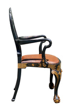Load image into Gallery viewer, 20TH C CHINESE CHIPPENDALE ANTIQUE STYLE DESK CHAIR - CHINOISERIE PAINT