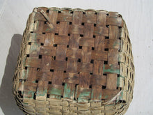 Load image into Gallery viewer, LATE 19TH CENTURY OVOID SPLINT WOVEN COVERED BASKET IN OLD WHITE PAINT