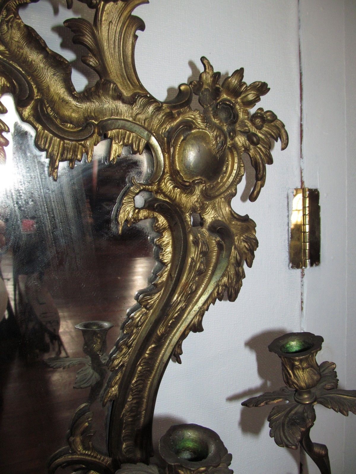 FINE 19TH CT FRENCH BRASS ROCOCO BRASS MIRROR IN NICE GOLD DORE WASH