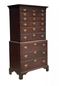18th C Antique Connecticut Chippendale Tall Chest / Dresser