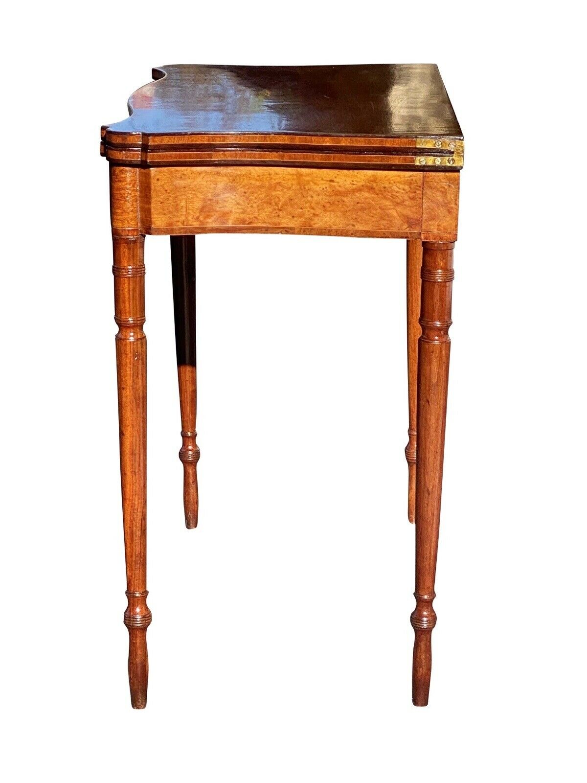 19th C Antique Sheraton Pennsylvania Walnut Card Table / Console Table