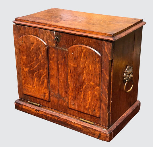 19TH C. ENGLISH TIGER OAK VICTORIAN DESK TOP LETTER / DOCUMENT BOX