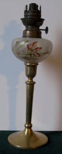 Load image into Gallery viewer, ANTIQUE SIGNED KOSMOS BRENNER PEG OIL LAMP PAINTED ART GLASS PONTIL 19TH CENTURY