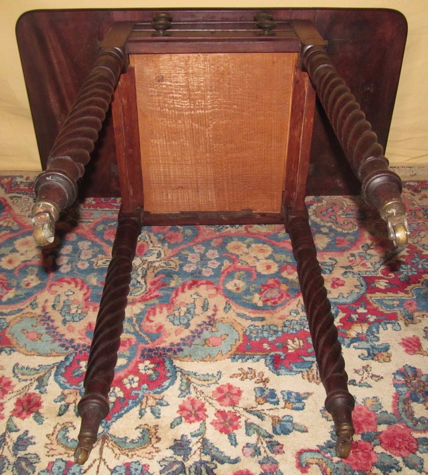 FINE SHERATON PERIOD DIMINUTIVE SALEM MASSACHUSETTS MAHOGANY WORK TABLE-ORIGINAL