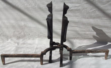 Load image into Gallery viewer, ANTIQUE PAIR OF ARTS &amp; CRAFTS CAST IRON ANDIRONS