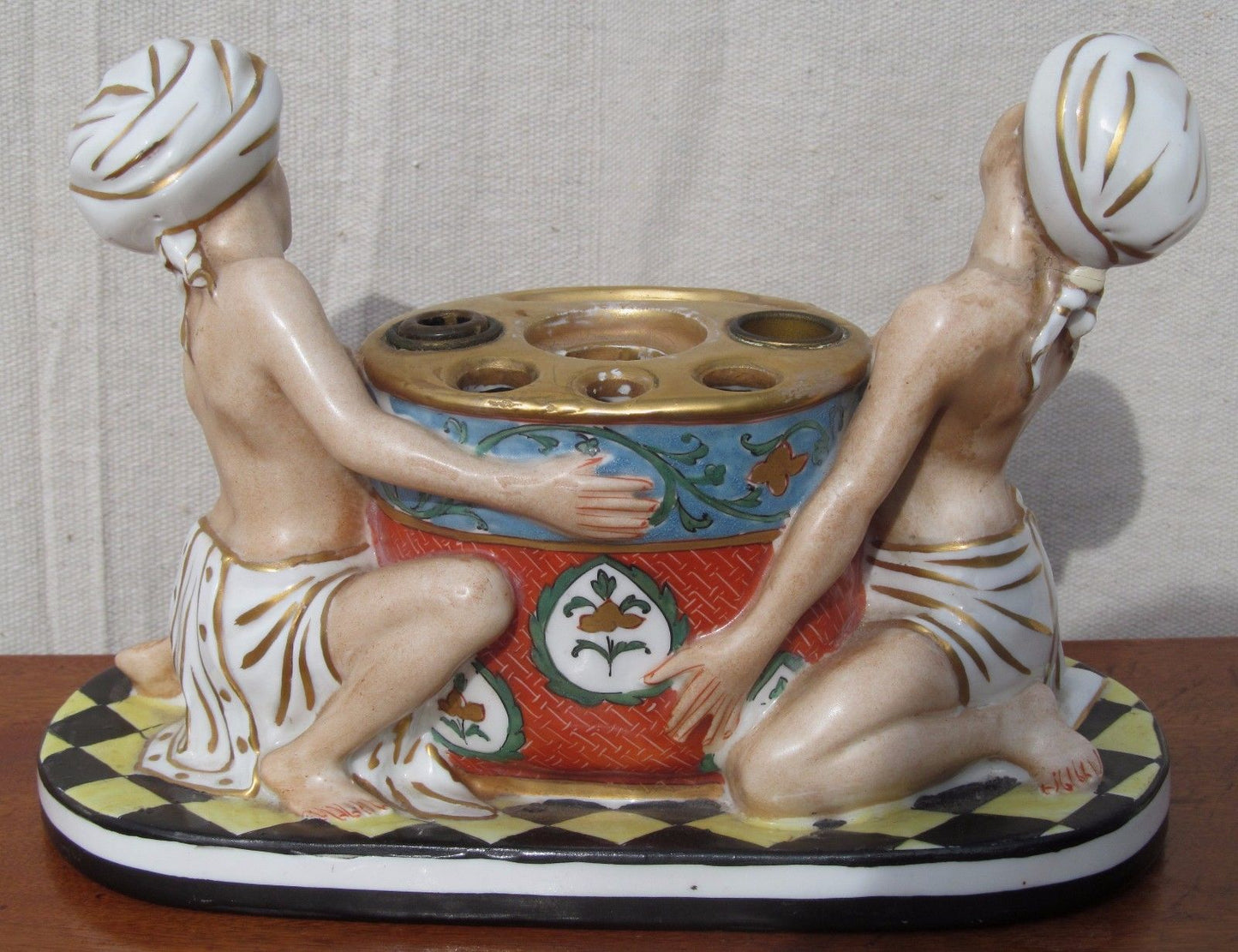 ANTIQUE ART NOUVEAU INKWELL WITH PERSIAN HAREM FIGURES