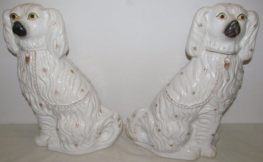 PAIR OF RARE 15 1/2" STAFFORDSHIRE SPANIELS