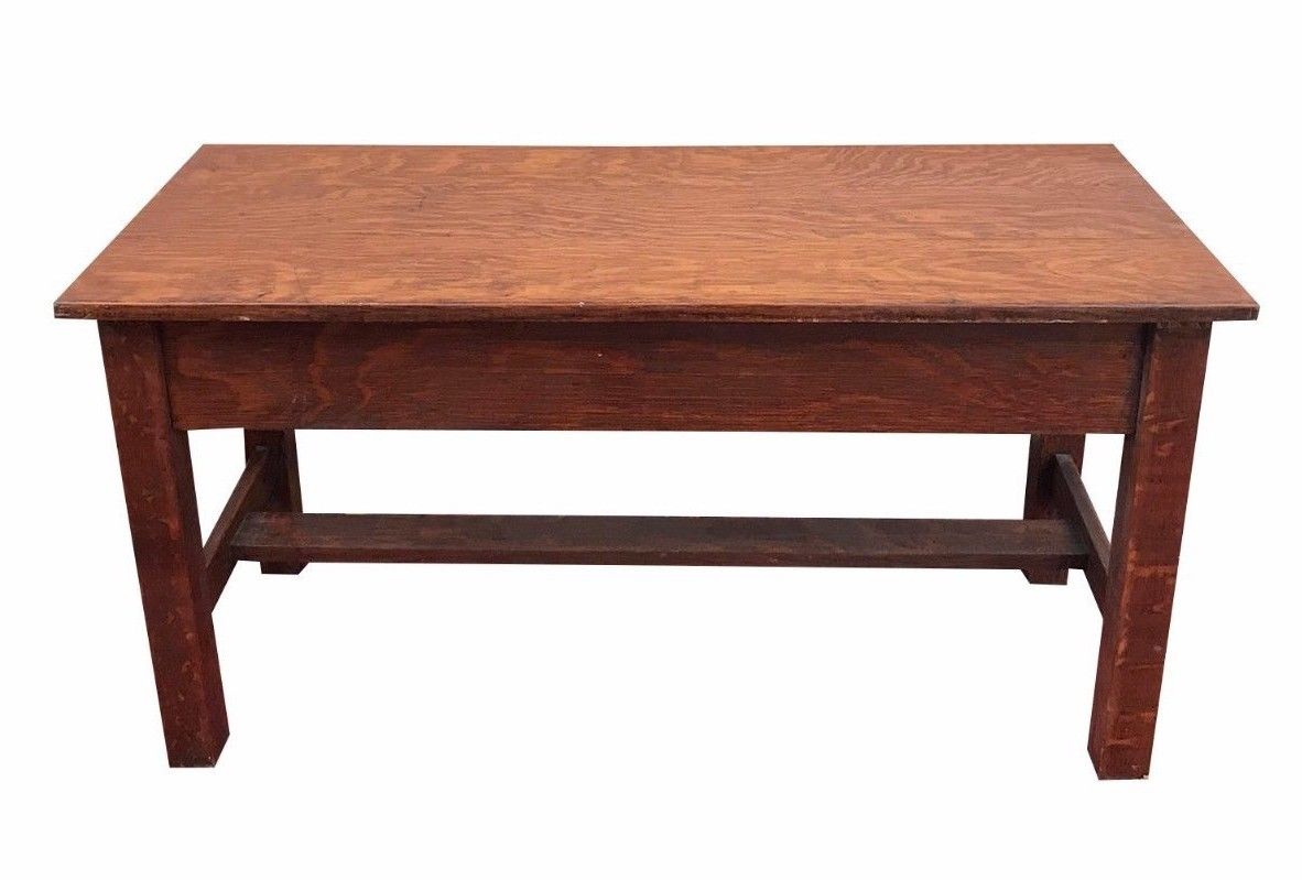 ANTIQUE MISSION OAK COFFEE TABLE IN HEAVY FLAKE SOLID TIGER OAK