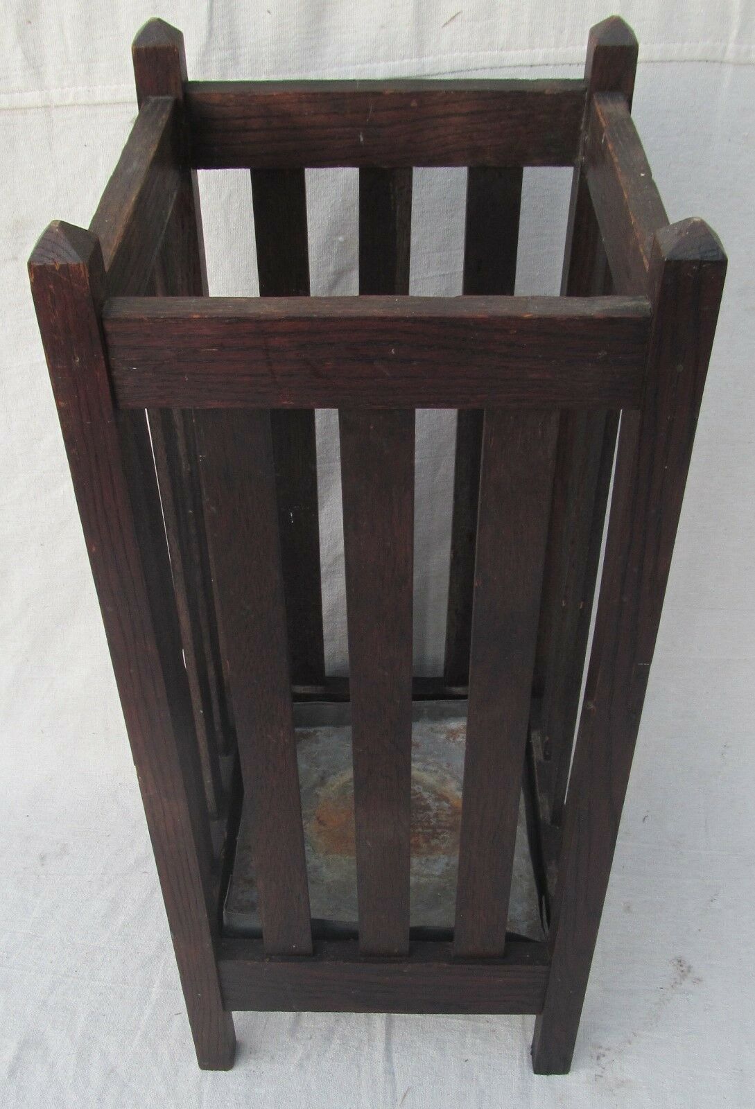 ARTS & CRAFTS PERIOD MISSION OAK UMBRELLA STAND ALL ORIGINAL