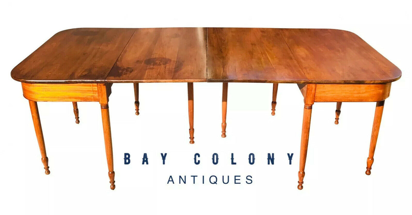 19TH C ANTIQUE SHERATON PERIOD DROP LEAF BANQUET / DINING TABLE