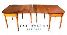 Load image into Gallery viewer, 19TH C ANTIQUE SHERATON PERIOD DROP LEAF BANQUET / DINING TABLE