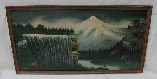 NICELY EXECUTED MID 19TH CT OIL ON BOARD PAINTED CANADIAN LANDSCAPE BY HITCHCOCK