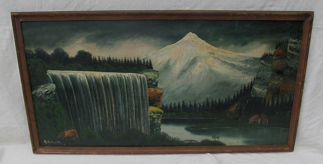 NICELY EXECUTED MID 19TH CT OIL ON BOARD PAINTED CANADIAN LANDSCAPE BY HITCHCOCK