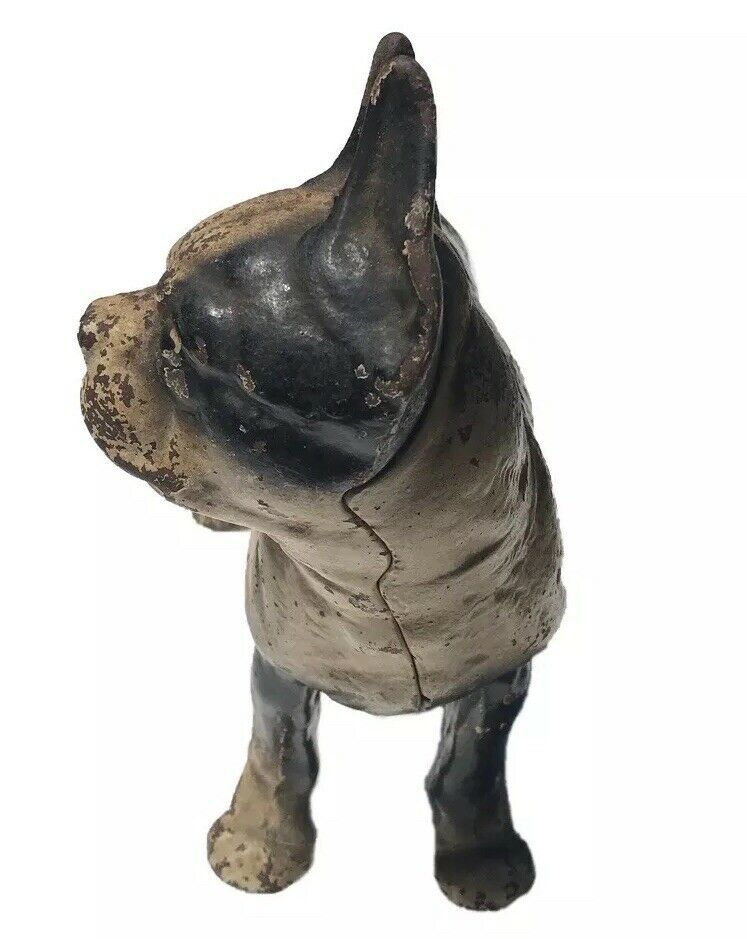 ANTIQUE HUBLEY CAST IRON BOSTON TERRIER DOORSTOP ~ GREAT ORIGINAL PAINT