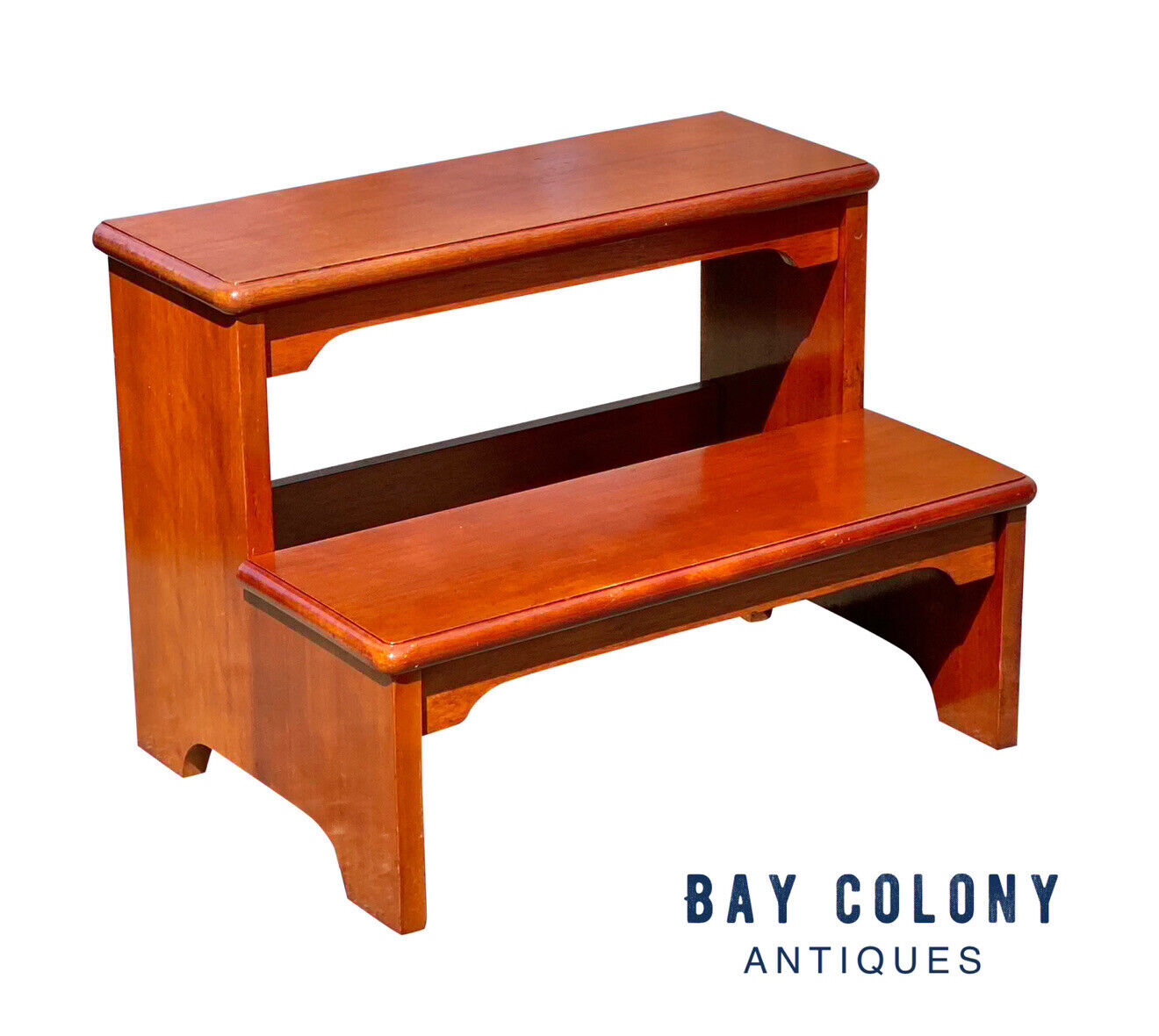 Elegant Chippendale Style Mahogany Two Tier Bed Steps - Beautiful Color & Form