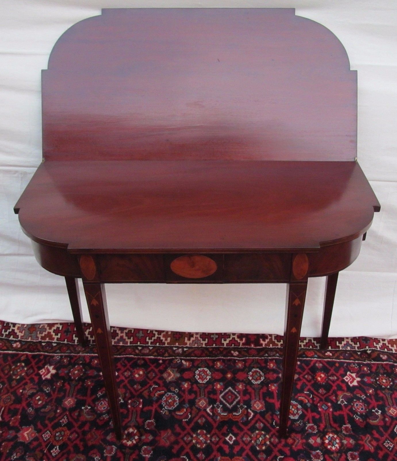 18TH CENTURY INLAID MAHOGANY MASSACHUSETTS HEPPLEWHITE GAME TABLE-FINEST ITEM!