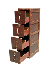 20th C Antique Arts & Crafts 4 Drawer Tiger Oak Globe Wood File Cabinet