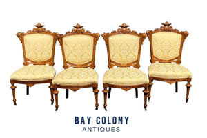 19th C Set of 4 Antique New York Victorian Renaissance Revival Parlor Chairs