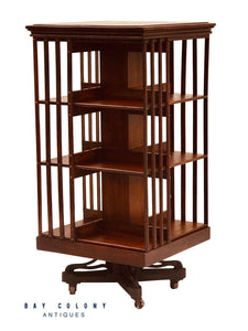19TH C ANTIQUE VICTORIAN DANNER REVOLVING 3 TIER BOOKCASE