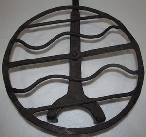18TH CENTURY WROUGHT IRON ROTATING ROASTER WITH RAT TAILED HANDLE