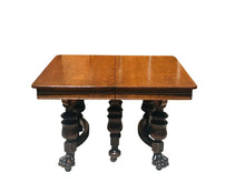 Load image into Gallery viewer, 19TH C ANTIQUE VICTORIAN CARVED OAK DINING ROOM / BANQUET TABLE ~ 9.5 + FEET