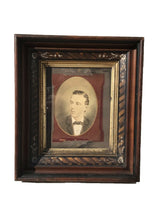Load image into Gallery viewer, VICTORIAN WALNUT FRAME WITH MOTHER OF PEARL &amp; GRAIN PAINTED ZEBRA WOOD DESIGN