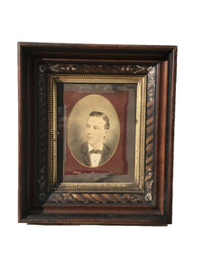 VICTORIAN WALNUT FRAME WITH MOTHER OF PEARL & GRAIN PAINTED ZEBRA WOOD DESIGN