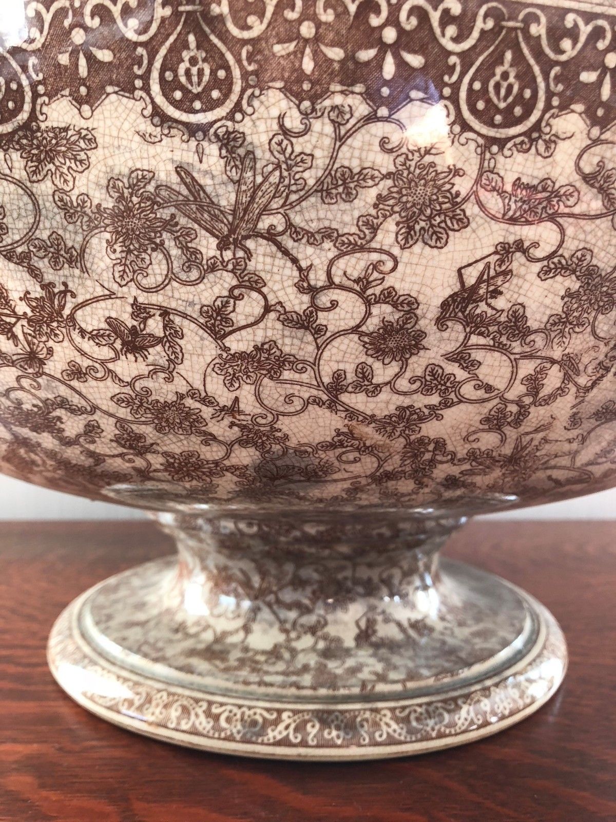 LARGE & RARE PATTERN DOULTON PUNCH BOWL WITH FASCINATING INSECTS