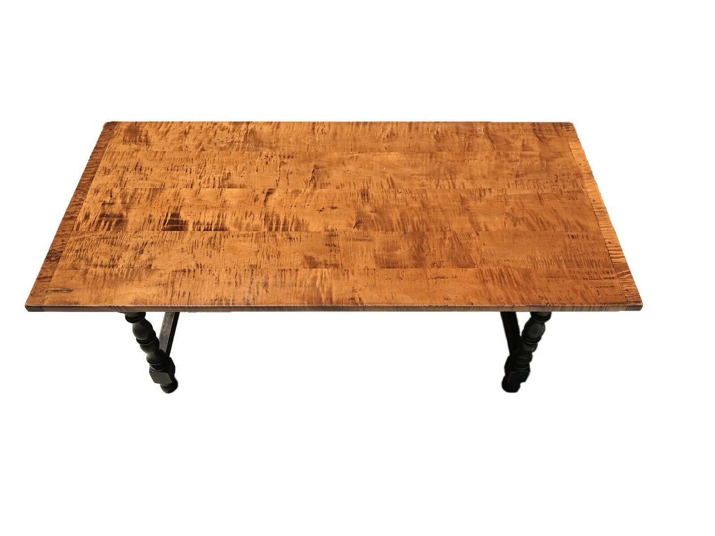 20TH C ELDRED WHEELER WILLIAM & MARY ANTIQUE STYLE TIGER MAPLE COFFEE TABLE