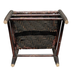 Antique New England Sheraton Black & Red Fancy Paint Chair With Splint Seat