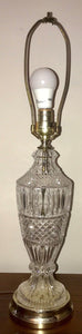VINTAGE NEO-CLASSICAL STYLE WATERFORD HAND CUT LEADED CRYSTAL LAMP W/ SILK SHADE