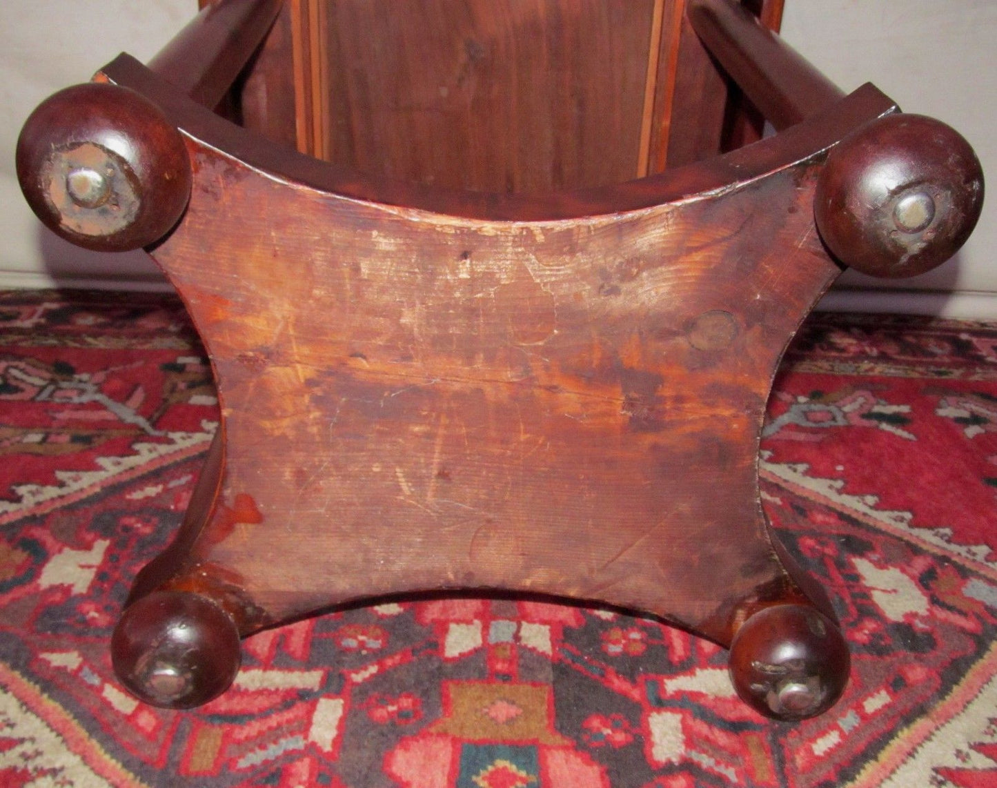 FEDERAL MAHOGANY SOW BELLY WORK TABLE ATTRIBUTED TO ISSAC VOSE - BOSTON MASS