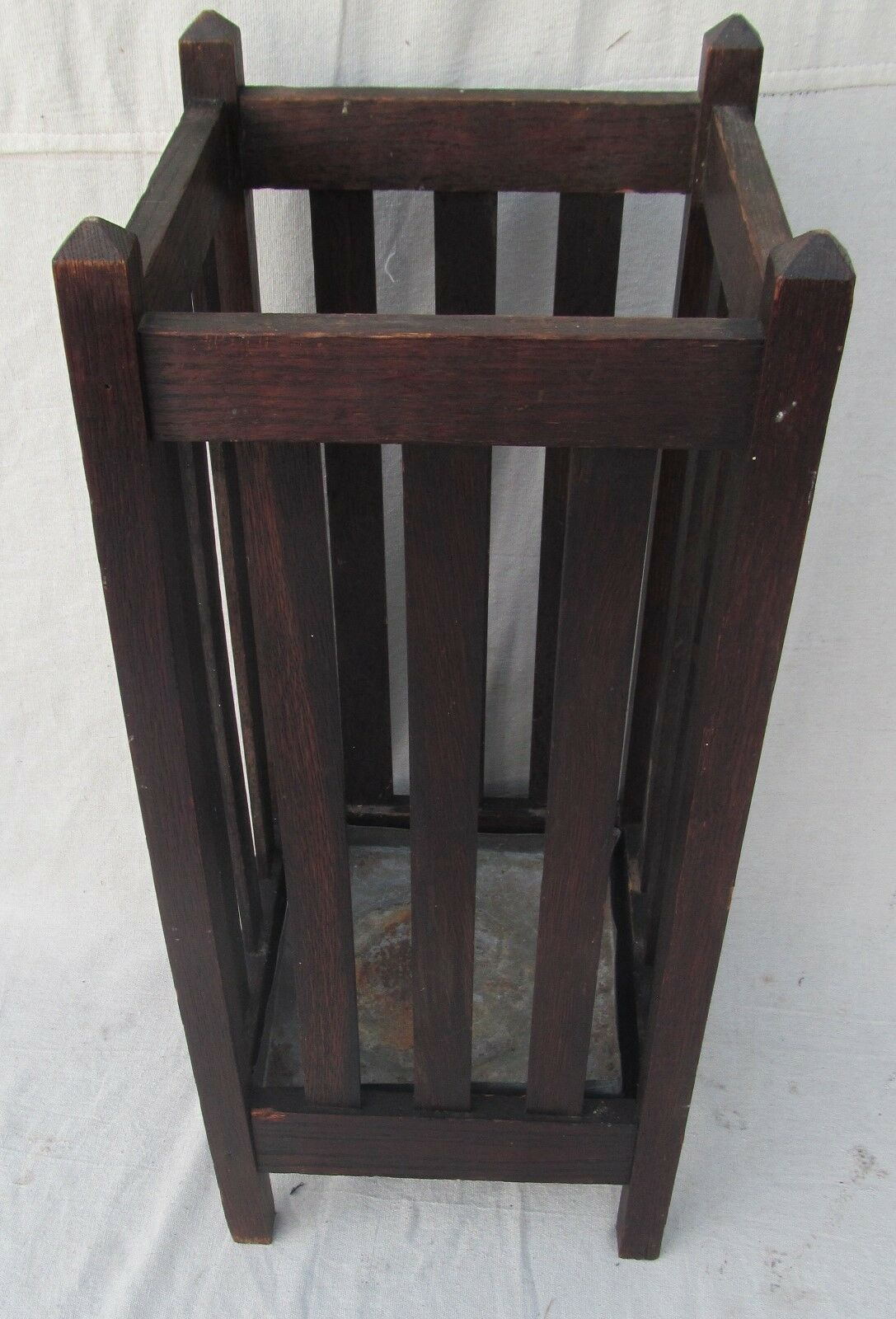 ARTS & CRAFTS PERIOD MISSION OAK UMBRELLA STAND ALL ORIGINAL