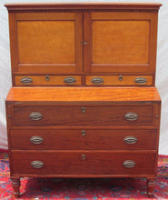 Load image into Gallery viewer, CIRCA 1800 NEW HAMPSHIRE COASTAL LADIES DESK IN B.E.MAPLE &amp; QUILTED CHERRY