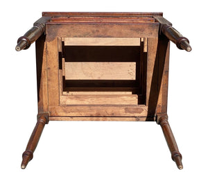 19th C Antique Sheraton Pennsylvania Walnut 2 Drawer Worktable / Nightstand